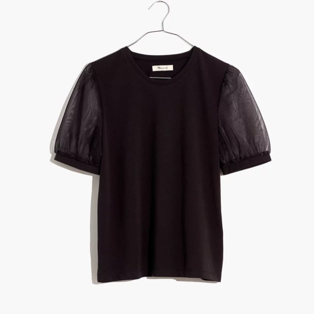 Madewell Sheer-Sleeve Knit Top